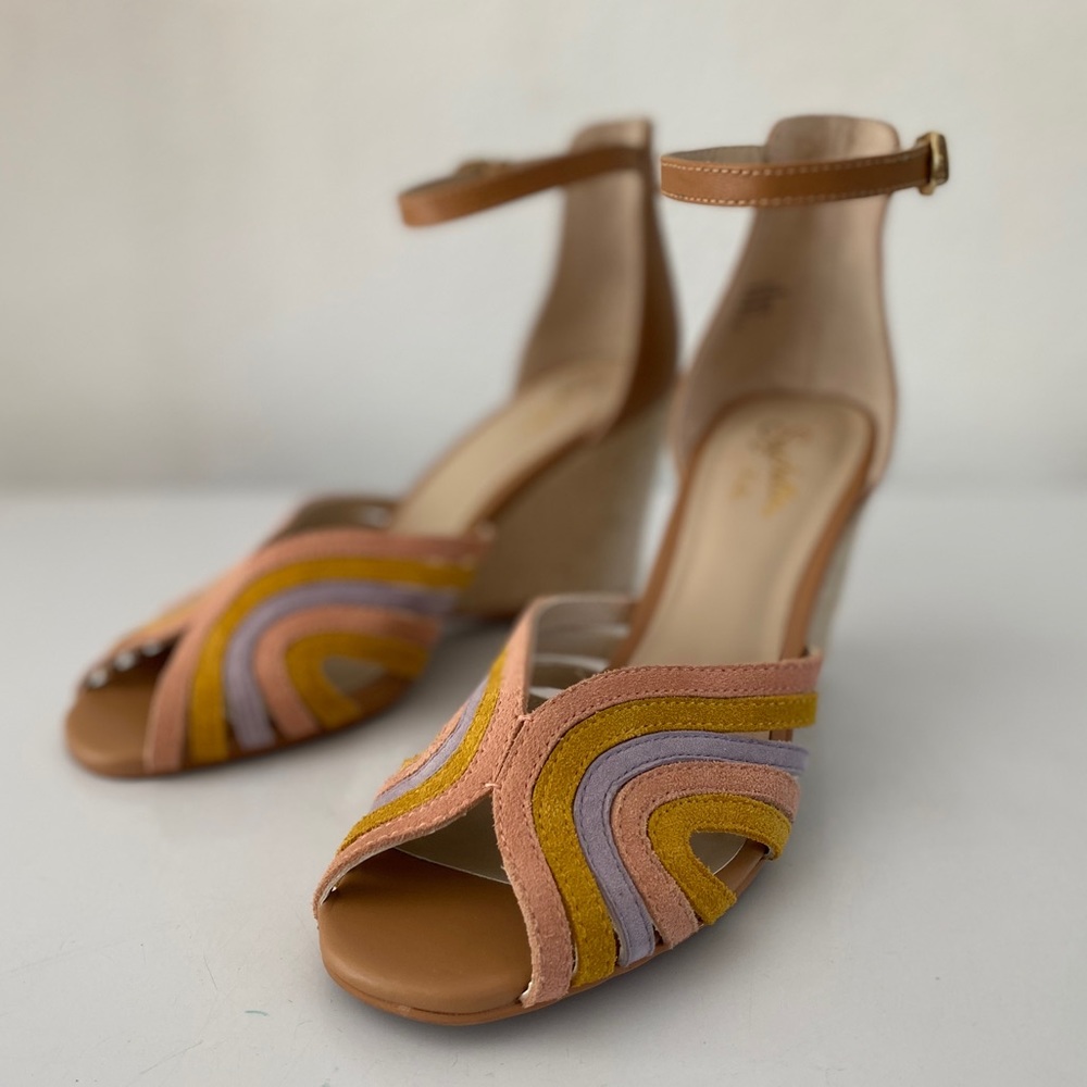 Seyshelles rainbow wedge heels Anthropologie